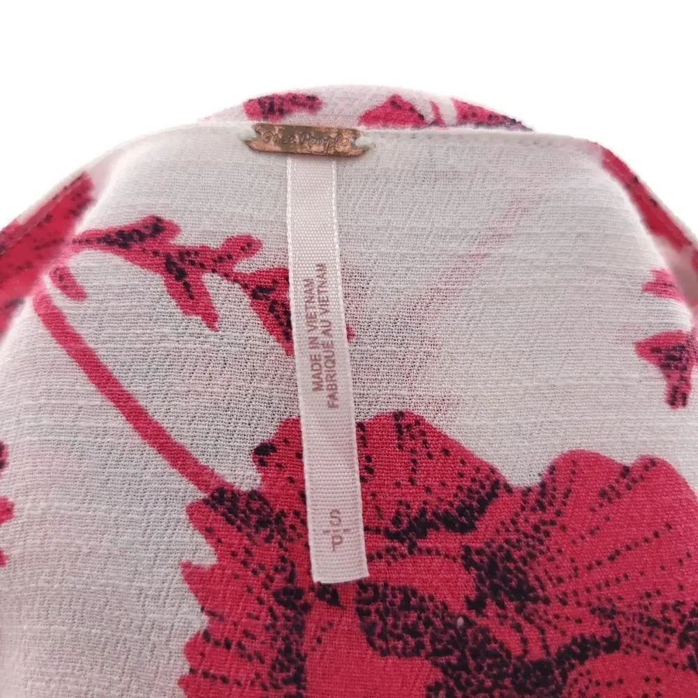 Free People Women's Size Small French Quarter Floral Pink White Wrap Dress